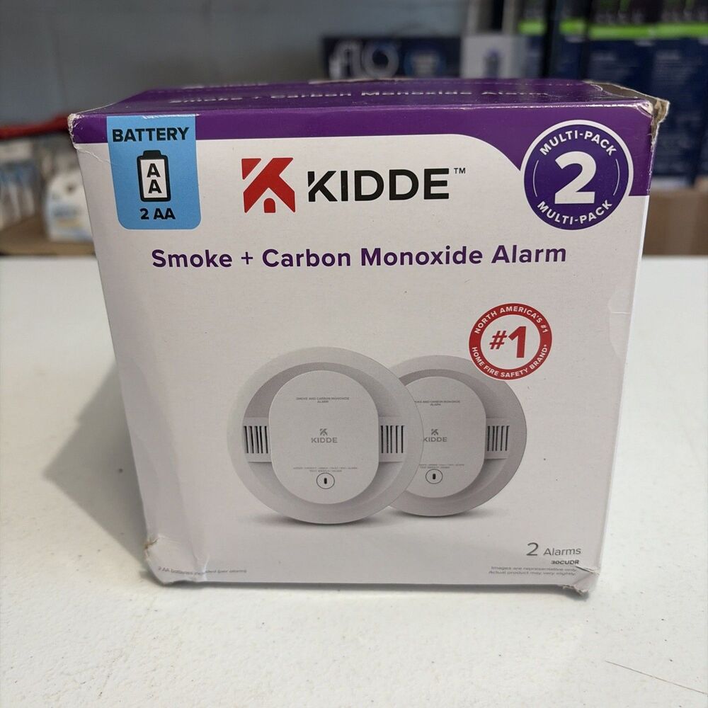 2 Pack Kidde Smoke & Carbon Monoxide Detector AA Battery Powered Voice Alert